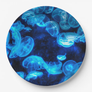 Nautical Blue Jellyfish Marine Life Paper Plate