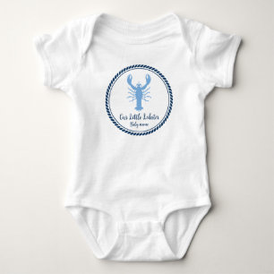 Nautical Blue Lobster coastal Baby Bodysuit