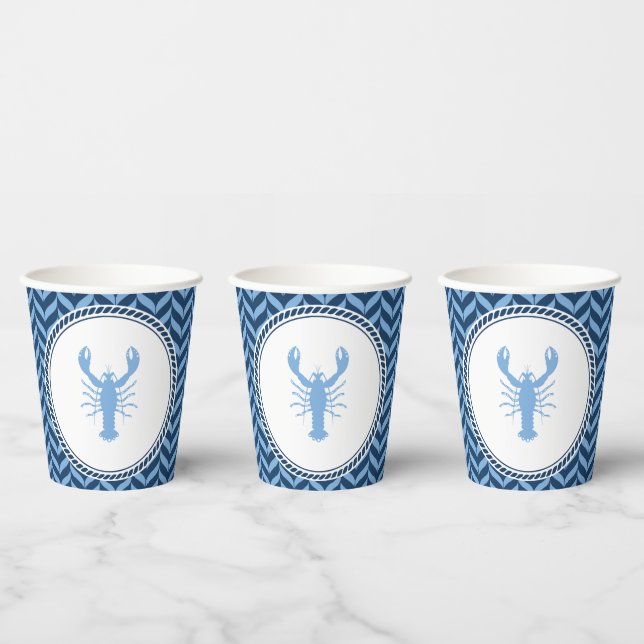 Nautical Blue Lobster coastal  Paper Cups (Multi)