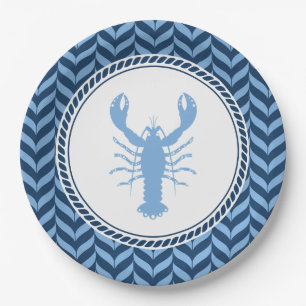 Nautical Blue Lobster coastal  Paper Plate