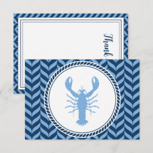 Nautical Blue Lobster coastal  Thank You Card