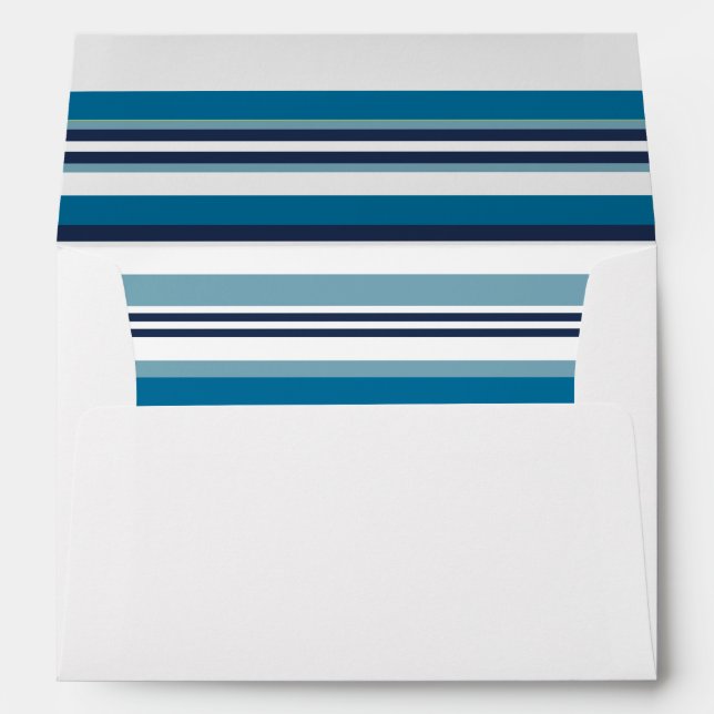 Nautical Blue Multi Stripe Liner w/ Return Address Envelopes (Back (Bottom))