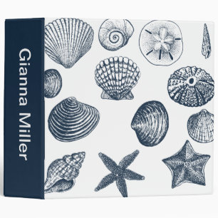 Nautical Blue Ocean shells Binder