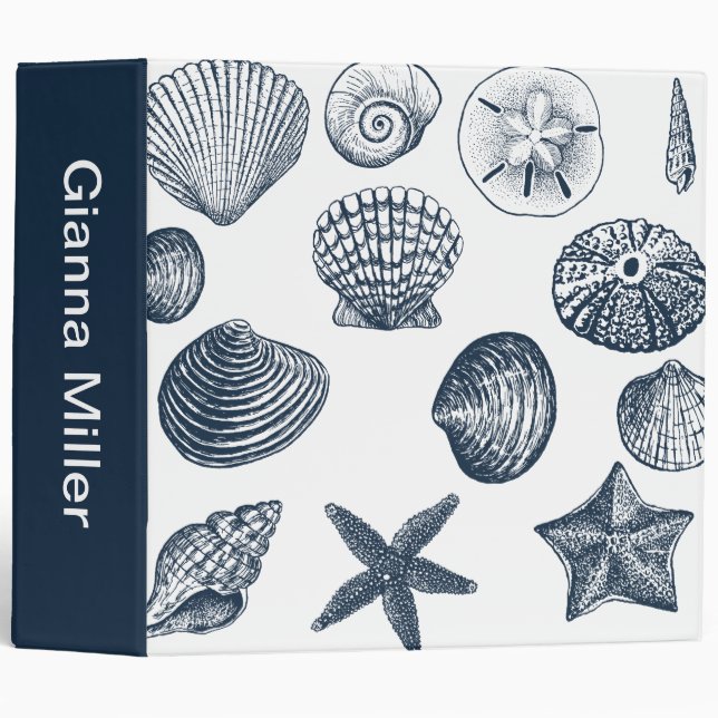 Nautical Blue Ocean shells Binder (Front/Spine)