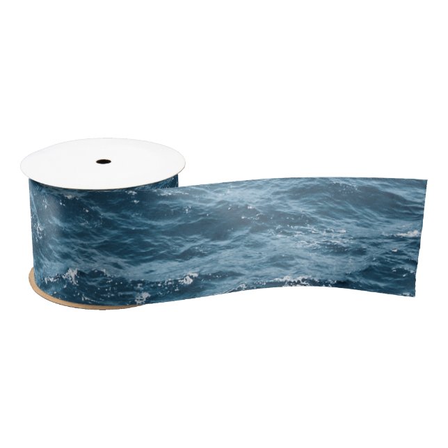 Nautical Blue Ocean Water Satin Ribbon (Spool)