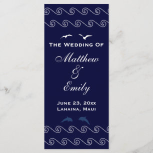 Nautical Blue Ocean Waves Wedding Program