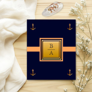 Nautical Blue Orange Budget Wedding Invitation Flyer