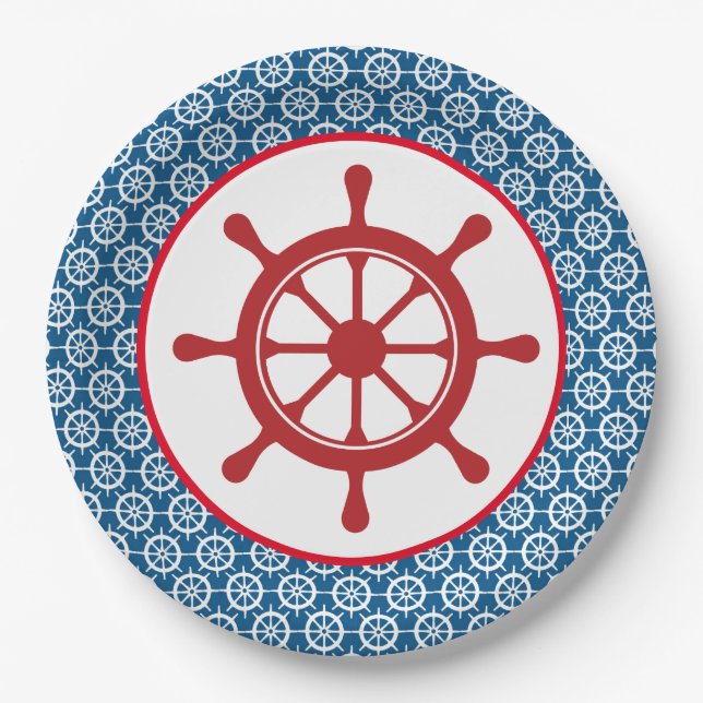 Nautical Blue Paper Plate (Front)