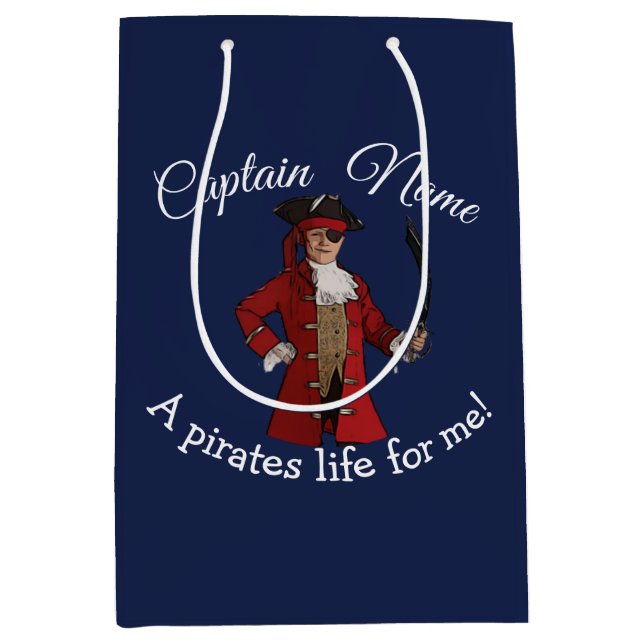 Nautical Blue Pirate Boy Medium Gift Bag (Front)