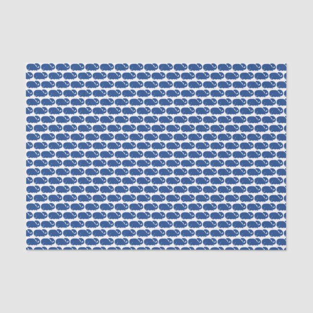 Nautical Blue Preppy Whale White Background Tissue Paper (Front)