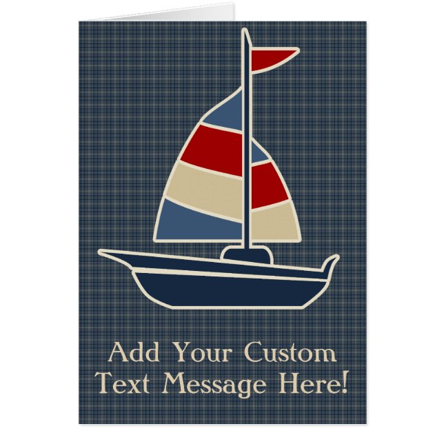 Nautical Blue, Red, Cream Sailboat Custom (Front)