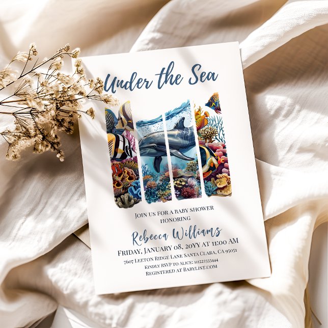 Nautical Blue Reef Under the Sea Baby Shower Invitation (Creator Uploaded)