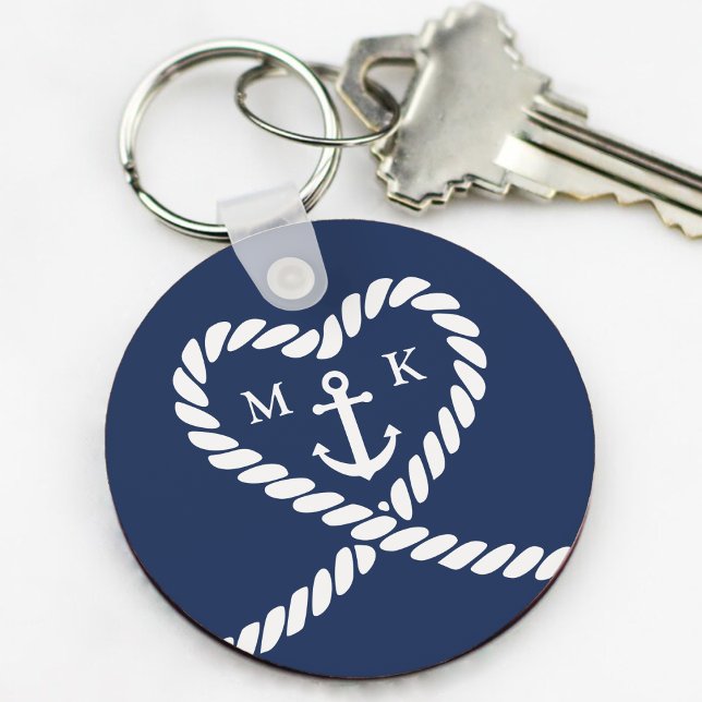 Nautical Blue Rope Heart Anchor Wedding Bridesmaid Keychain (Nautical Blue Rope Heart Anchor Wedding Bridesmaid Keychain
)