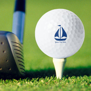 Nautical Blue Sailboat preppy personalized Golf Balls