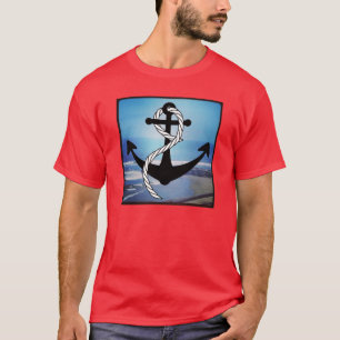Nautical Blue Seashore Men's Red T-Shirt