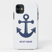 Nautical Blue Ship Anchor Custom Boat Name