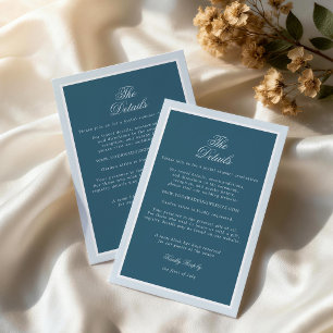 Nautical Blue Stripe Elegant Wedding Details Card