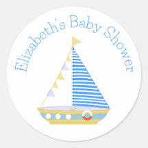 Nautical Blue Stripe Sailboat Baby Shower