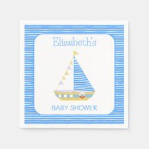 Nautical Blue Stripe Sailboat Baby Shower