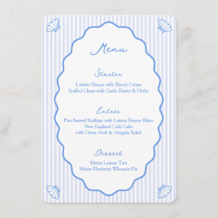 Nautical Blue Striped Coastal Chic Whimsical Blue Menu