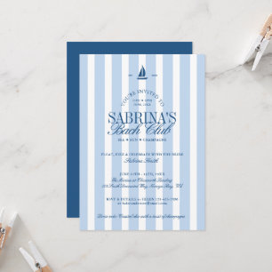 Nautical Blue Stripes Bachelorette Party  Invitation