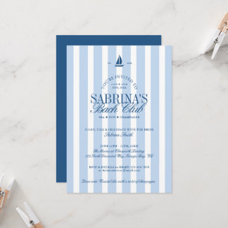 Nautical Blue Stripes Bachelorette Party Invitation