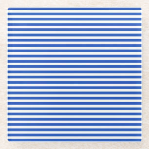 Nautical Blue Stripes Glass Coaster