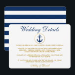Nautical Blue Stripes Gold Wedding Details Insert Invitation<br><div class="desc">Nautical Blue Stripes Gold Wedding Details Insert Card</div>