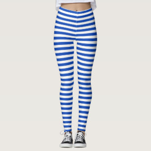Nautical Blue Stripes Leggings