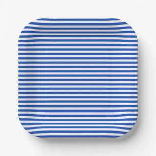 Nautical Blue Stripes Paper Plate
