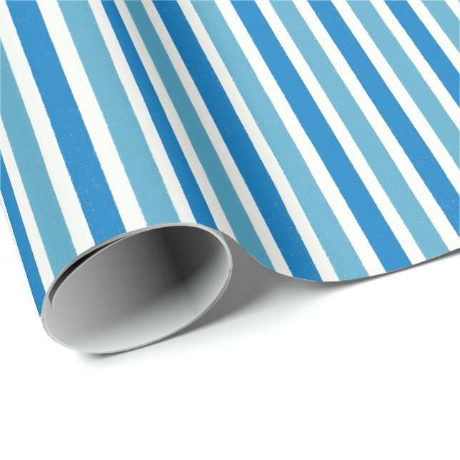 Nautical Blue Stripes Pattern Wrapping Paper (Roll Corner)