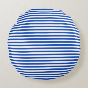 Nautical Blue Stripes Round Pillow