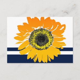 Nautical Blue Stripes Sunflower RSVP Card