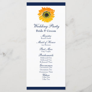 Nautical Blue Stripes Sunflower Wedding Program