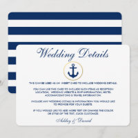 Nautical Blue Stripes Wedding Details Insert