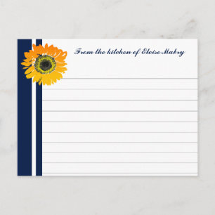 Nautical Blue Sunflower Personalized Recipe Cards
