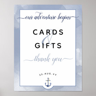 #Nautical Blue #Watercolor Cards & Gifts Wedding Poster