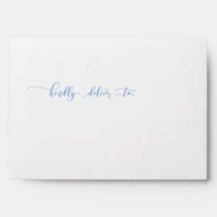 Nautical Blue Watercolor Wave Pattern Lined Envelope