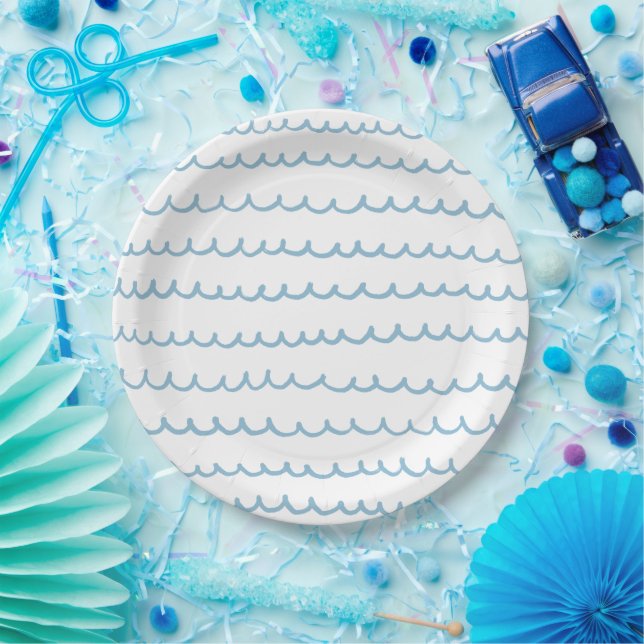 Nautical Blue Waves | Pool Birthday or Baby Shower Paper Plate (Party)
