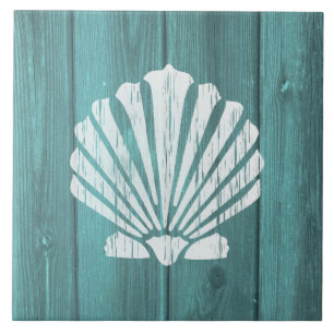 Nautical Blue Weatherboard Clam Shell Design Tile