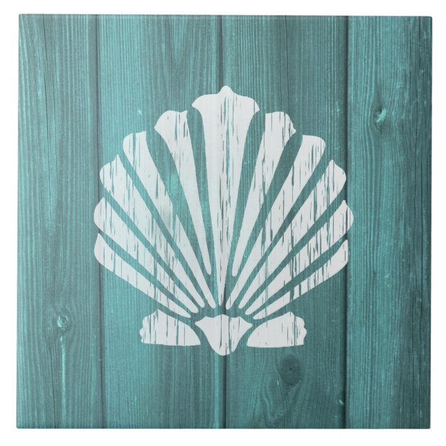 Nautical Blue Weatherboard Clam Shell Design Tile (Front)