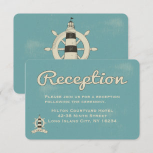 Nautical Blue Wedding Reception Lighthouse Invitation