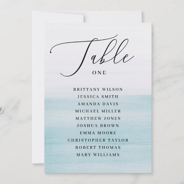 Nautical Blue Wedding Seating Chart. Elegant Ocean Invitation (Front)