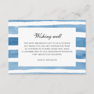 Nautical blue wedding wishing well watercolor enclosure card