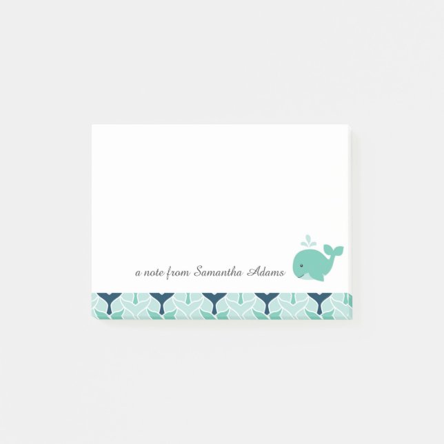 Nautical Blue Whale Post-it Notes (Front)