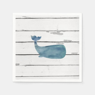 Nautical Blue Whale Shiplap Rustic Decor Napkin