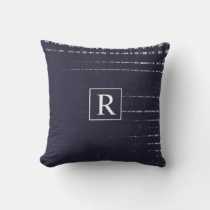 Nautical Blue White Abstract Monograms Rustic Outdoor Pillow