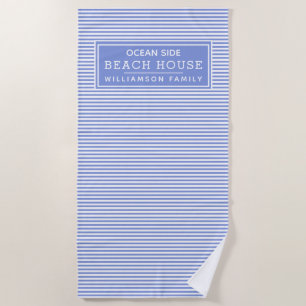 Nautical Blue & White Striped Beach House  Towel