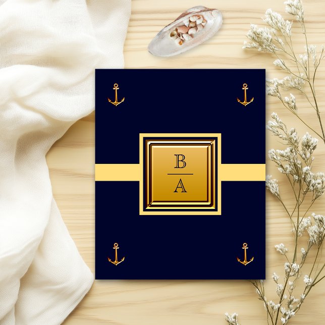 Nautical Blue Yellow Budget Wedding Invitation Flyer (Creator Uploaded)