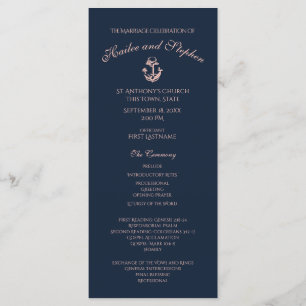 Nautical Blush and Navy Blue Wedding Program